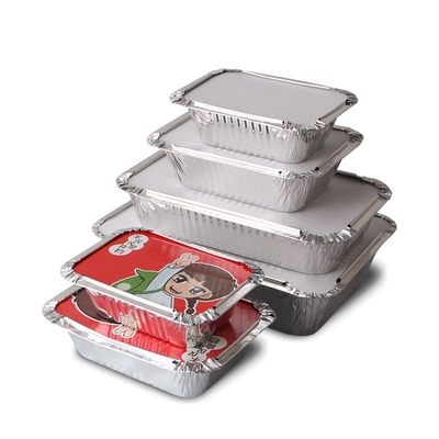 190*110*45MM 食品包装 パン 蓋付き500mlの食品用箱 トレイ アルミ製の使い捨て容器 アルミ製のホイル容器